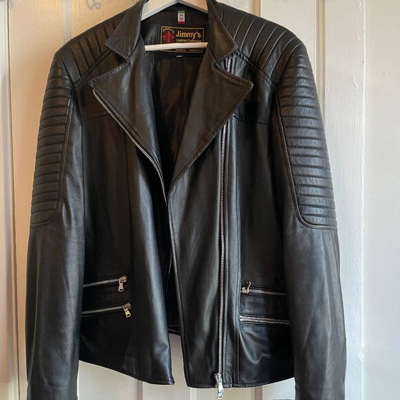 Jackets & Blazers - Real Italian leather black moto zip jacket size XL-XXL